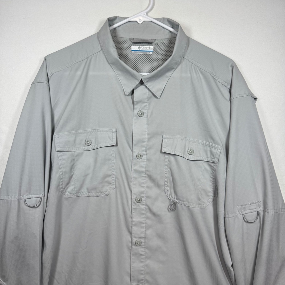 Columbia Men's Gray Long Sleeve‎ Omni-Shade Fishing Shirt XL
